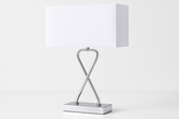 Hourglass Table Lamp – Chrome Finish with Rectangle Shade